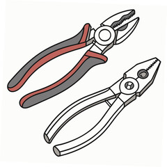 Professional pliers set isolated on white background