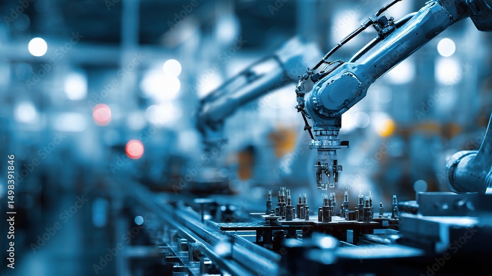 Aufkleber advanced robotic arm working in modern factory environment