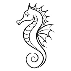 Minimalist Line Art of a Seahorse for Marine and Nature Projects
