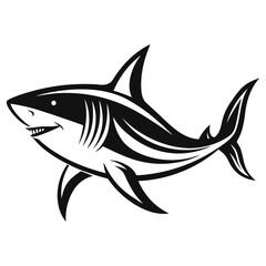 Minimalist Line Art of a Shark for Marine and Educational Designs