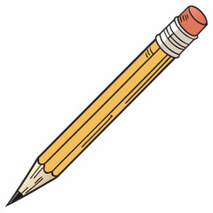 Professional yellow pencil illustration isolated on white