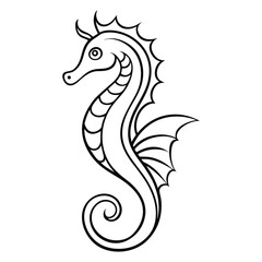 Minimalist Line Art of a Seahorse for Marine and Nature Projects