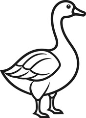 Minimalist Line Art of a Goose for Farm and Educational Designs