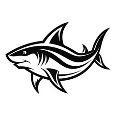 Minimalist Line Art of a Shark for Marine and Educational Designs