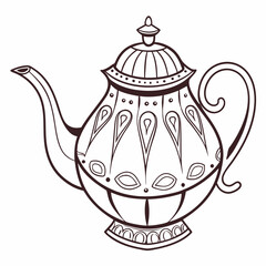 Ornate teapot vintage design illustration