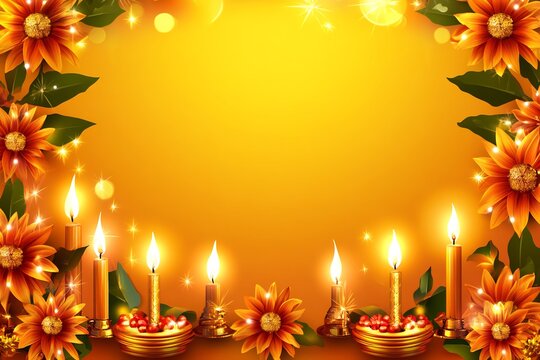 Blank tihar wishcard festive lights gold accents traditional festive elements no text culturally respectful and Adobe Stock compliant