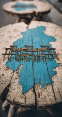 Small Wooden Furniture Miniature Model On Rustic Wooden Tabletops