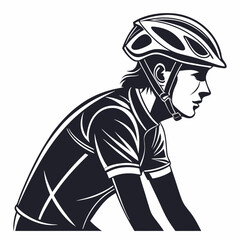 Professional cyclist profile vector illustration transparent background