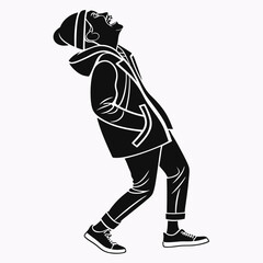 Happy person laughing winter coat beanie