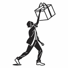 Man reaching for a high package delivery