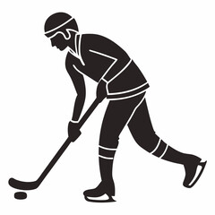 Ice hockey player silhouette action shot