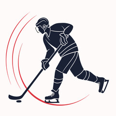 Obraz premium Ice hockey player silhouette action shot