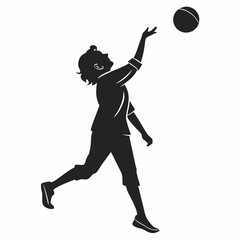 Girl silhouetted catching a ball in play