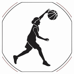 Female basketball player silhouette action shot
