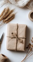 Obraz premium Simple Gift Wrapped With Natural Elements