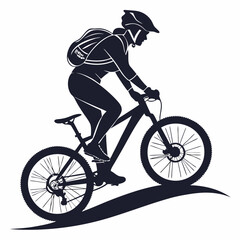 Obraz premium Professional silhouette mountain biker on trail, transparent background