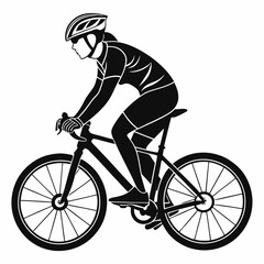 Obraz premium Professional cyclist silhouette riding bicycle, transparent png