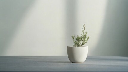 Minimalist plant still life with subtle light, a serene indoor botanical setting