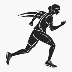 Woman runner silhouette dynamic running sport