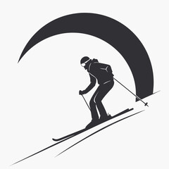 Skier silhouette downhill slope winter sport © MST CHIN BANU BEGUM