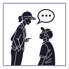 Woman explaining something to a boy