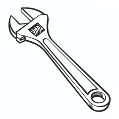 Professional adjustable wrench cutout, isolated on white