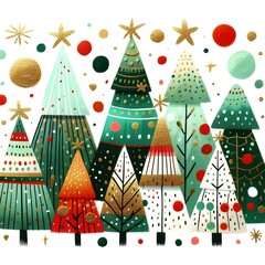 Bosque M&aacute;gico de &Aacute;rboles de Navidad Ilustrados 