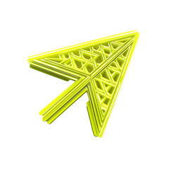 Abstract Arrow with Innovative Interlocking Structure Isolated on Transparent Background