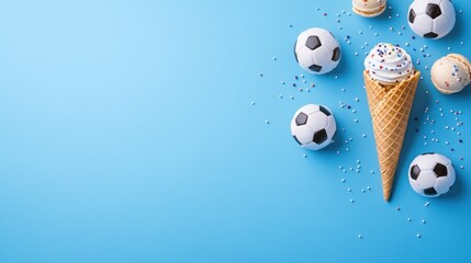 Sweet Soccer Celebration: Ice Cream Cone with Mini Footballs