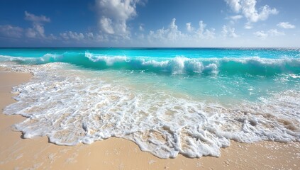 Obraz premium Tropical Beach Scene With Turquoise Waves