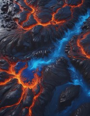 Fototapeta premium Cobalt blue lava texture; abstract flow, mesmerizing river , water, ocean