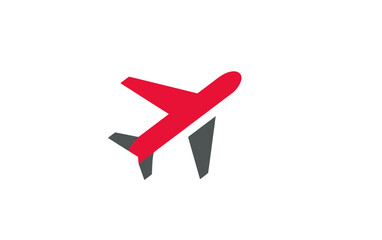 Obraz premium Red Airplane Icon on Black Background