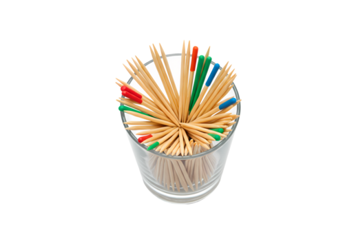 Colorful Toothpicks in Glass Holder HighRes Image isolated on transparent background