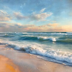 Golden Hour Beach Sunset Scene