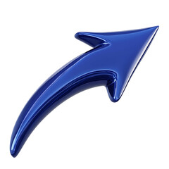 Modern Arrow with Smooth Curves in Deep Sapphire Blue Isolated on Transparent Background