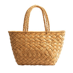 Elegant Straw Tote Bag with Refined Weaving Isolated on Transparent Background