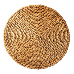 Minimalist Woven Straw Beach Mat Isolated on Transparent Background
