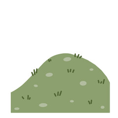 Illustration of a green grass hill valley