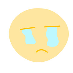 Sad yellow round face with tears