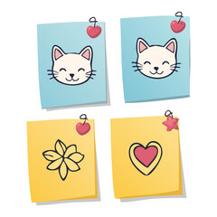 sticky note displays cute cat faces vector illustration