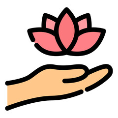 hand holding lotus flower vector icon