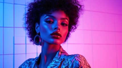 Woman portrait neon light