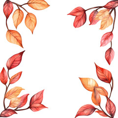 Fototapeta premium Elegant autumn leaves arranged in a decorative square frame.