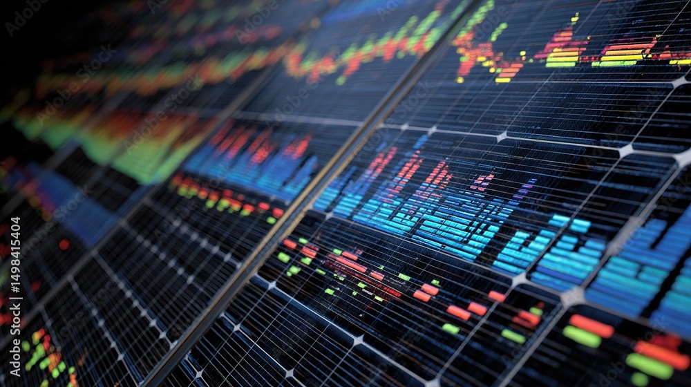 Aufkleber photovoltaic array visualization with stock market tickers and data