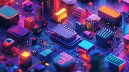 Futuristic city circuit board