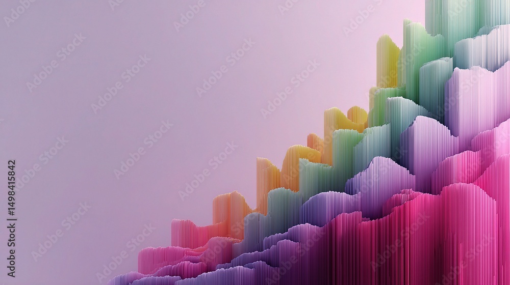 Poster abstract vertical design with layered growth in soft color palette