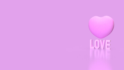 The Love wood text and Pink Heart   for  romance concept 3d Rendering.