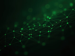 Obraz premium Intricate green network of interconnected lines on a dark background 