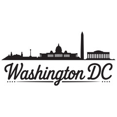 Fototapeta premium Vector Washington DC skyline. Travel Washington DC famous landmarks. Business and tourism concept for presentation, banner, web site. Vector black silhouette. with white background
