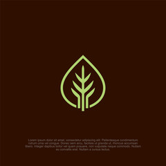 Abstract Organic Leaf Design on Solid Background, a minimal and nature-inspired symbol, presenting a unique stylized depiction of a green leaf, showcasing natural aesthetic